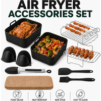 7/9 Pack Air Fryer Accessories Set For Ninja Dual Silicone Liners Baskets W Skewer Rack Tong Brush Parchment Paper Baking Tools