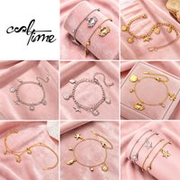 CoolTime Ocean Series Zircon Beads Chain Fish Starfish Drop Charm Statement Bracelet Exclusive Style Handmade Collar Jewelry