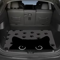 1pc Cat Face and Paw Print Car Trunk Mat | Polyester, Universal Fit, Enhances Interior Atmosphere, Keeps Trunk Clean and Dry