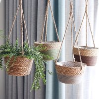 Vine woven woven straw woven hanging basket, hanging flower pot, flower basket, green ivy pot, garden decorative flower utensil