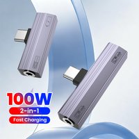 10W/100W Charging Audio Adapter 2 IN 1 USB Type C To 3.5 Jack Earphone Adapter USB-C 3 5mm Audio Converter For IPhone 15 16 17