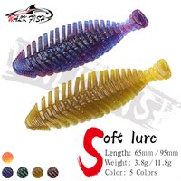 WALK FISH 4PCS/6PCS 65mm/95mm Soft Lure PVC Thick Ribbed Shad Bait Smell Added Fat T Tail Artificial Swimbait Pike Bass Fishing