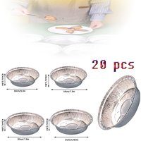 20Pcs Round Foil Trays Foil Flan Dish Silver Foil Food Container Disposable Aluminum Foil Plate Tin Foil Pie Pans For Air Fryer