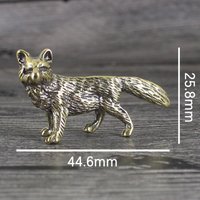 Solid Brass Miniatures Desk Ornaments Tea Fox Figurines Pet Crafts Retro Small Animal Statue