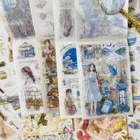 20sheets Scrapbook Stickers Vintage Character PET Washi Paper Stickers Scrapbooking Junk Journal Crafts Embelishment Stickers