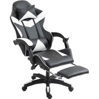 Gaming Racing Desk Chair Adjustable Hight Swivel Chair with Lumbar and Head Pillow White