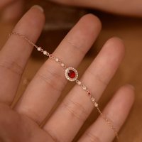 Romantic Ruby Bracelets for Women Fashion Light Luxury Diamonds Inlaid Retro High End Rose Golden Bracelet Chain Jewelry Gift