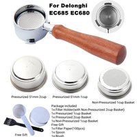 For Delonghi EC685 EC680 Coffee Portafliter 51MM Filter Bottomless Portafilter Non-Pressurized/ Pressurized Coffee Accessories