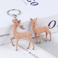 1/2Pcs Cute 3D Christmas Elk Keychains Flocked Sika Deer Pendant Bag Car Charm Jewelry
