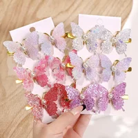 4/6Pcs Colorful Butterfly Hairpins Girl Hair Clips Barrettes Women Sweet Hair Ornament Rainbow Headwear Fashion Hair Accessories