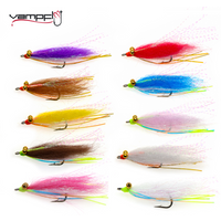 Vampfly Crazy Dubbing Charlie Fly Carbon Steel Hook Fast Sink Fishing Flies for Bonefish Bass Trout Saltwater Fishing Lure Bait