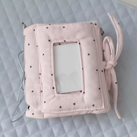 M5 Mini Pocket Notebook 3-Fold Transparent Window Diary Notebook Polka Dot No Inner Pages Strap Binder Note Planner