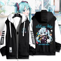 Kawaii Hatsune Miku Cartoon Anime Peripheral Cute Printed Two-dimensional Jackets Boys and Girls Autumn and Winter Warm Tops