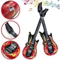 2pcs 36 Inch Flame Inflatable Guitars, Thickened Reusable Rock Guitar Inflatable Balloons, Music Party Decoration