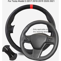 Customized Car Steering Wheel Braiding Cover For Tesla Model 3 2017 2018 2019 2020 2021 Hand-sewn Steering Wrap