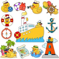 12Pcs Funny Duck Magnets, Reusable Rubber Duck Decor for Cruise Ship Fridge, Door, Kitchen & Birthday Party