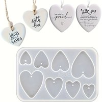 1pc 8-Cavity Heart Pendant Mold - Non-Stick Jewelry Making Mold with Rounded Edges, for DIY Earrings, Pendants, Keychains