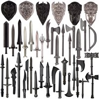 Medieval MOC Waffen Figure Accessories Building Blocks Soldiers Sword Shield Bow Arrow Trident Hammer Axe Spear Brick Kid Toy