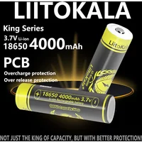 LiitoKala 18650 4000mAh Rechargeable Battery High Capacity 3.7V Li-ion Battery for Flashlight Headlamp Battery with PCB