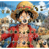 One Piece Luffy Straw Hat Keychain Ace Hat Necklace Whitebeard Wanted Poster Keychain Pendant Role-playing Accessories