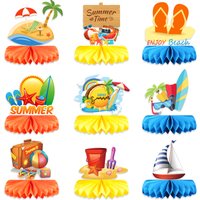 9pcs Summer Tropical Hawaiian Theme Party Decoration Supplies Paper Honeycomb Ornament Baby Shower Decoration Birthday Wedding