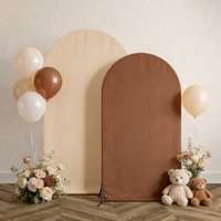 1Pc Wedding Brown Arch Backdrop Decoration Baby Party Kids Birthday Wedding Celebration Polyester Elastic Background Cover Prop