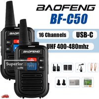2/4PCS Baofeng BF-C50 Mini Walkie Talkie UHF 400-480mhz Type-C Charging 16 Channels For Kids Gift Portable Ham Radio Comunicador