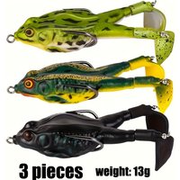 3pcs Double Helix Propeller Surface Frog Lure Set, Rotating Tail Floating Swing Bait with Sharp Hook, Suitable for Perch, Catfis