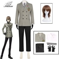 Game Persona 5 Cosplay P5 Goro Akechi Cosplay Costume School Uniform Suit Wig Unisex Outfit Customize Halloween Party