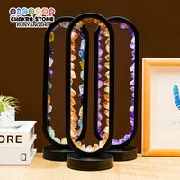 1PC Natural Amethyst Cluster Oval Night Light, USB LED Crystal Lamp for Bedroom Bedside, Ambient Light