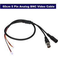 1pcs 60cm 5 Pin Analog BNC Video Cable Power Lead Wire F Video & DC Jack Female Cord for Analog CCTV Camera PCB Board