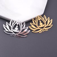 6pcs 38*25mm Brass Gold Color Lotus Charms Brass Jewelry Accessories supplier