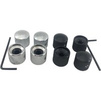 4pcs Metal Volume Tone Control Knobs with Silver/Black Wrench Dome Knobs Electric Bass Guitar Knobs Guitar Accessories