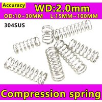 5pcs Wire diameter 2.0mm stainless steel compression spring return pressure spring outer diameter 12/15/16/18/21/22/24/25/30