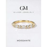 925 Sterling Silver Real Moissanite Diamond Elegant Marquise Round Ring For Women Daily Party Fashion High Quality Jewelry