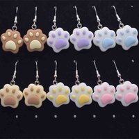 20*22mm Earring For Women 3D Simulation Resin Handmade Mini Cartoon Cat Paw Drop Earrings Funny Gift