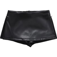 Black Mini Skirts Elegant Korean Fashion Faux Leather Skirts For Woman Low Rise Skirts Split Leather Skirt With Shorts Brown