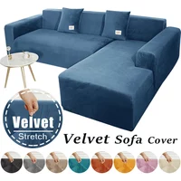 Super Soft Velvet Sofa Cover For Living Room Elastic L Shaped Chaiselongue Corner Couch Slipcover Washable Armchair Sofa Covers