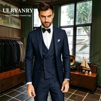 ULBYANRY Classic Solid Suit Set for Men, XXS-7XL Tailored Fitting Men's Formal Business Suit Jacket Pants Waistcoat Groom Suit