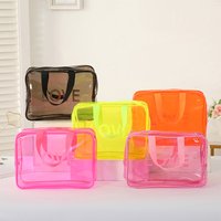 Printed makeup bag - LOVE pattern - Transparent storage organizer for toiletries - Travel-friendly storage bag