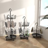 Drying Shoe Rack with Drain Plate Drying Shoe Rack Floor-to-ceiling Rotating Slippers Hanger Balcony Storage Rack Shelf