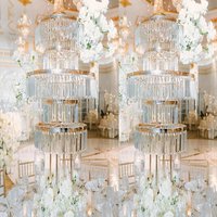 2-6pcs)70-130cm)arc-shaped acrylic clear beads hanging sliver Flower arch stand backdrop for Wedding Party Decoration Supplies image 3