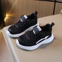COMFY KIDS Boys Girls Black Mesh Hook and Loop Running Shoes, Soft Cushioned Non-Slip Breathable Kids Athletic Sneakers, All Sea