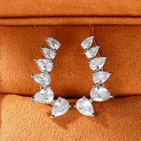 New Fashion Sterling Silver CZ Stud Earrings Women AAA Water Drop Cubic Zirconia Temperament Dangle Earrings Retro Jewelry