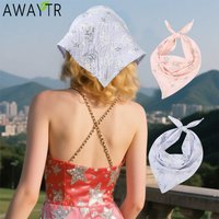 AWAYTR Cotton Floral Triangle Headband Hair Scarf Bands for Women Party Headwear Flower Print Bandana Turban Hairband Headpiece