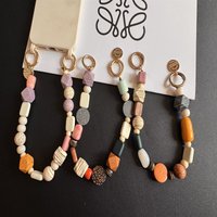 Personalized Wood Grain Beads Mobile Phone Lanyard, Ins Bag Beaded Chain DIY Wrist Hand Chain