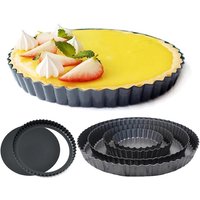 Non-stick Carbon Steel Tart Pan Set with Holes, Removable Bottom Pie & Pizza Molds for Baking, Kitchen Bakeware Supplies