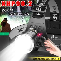 Super Bright 3000LM Headlamp Sensor XHP90 Fishing Headlight 18650 Battery Flashlight USB Rechargeable Head Lights Torch Lantern