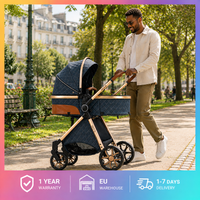 Poussette de voyage 3 en 1 avec nacelle portable, siège auto de sécurité, landau haute position pour bébé, forte capacité de charge, poussette pliable de luxe, poussette bidirectionnelle, ensemble