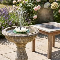 Water Lily Solar Fountain Lotus Solar Water Fountain with Spray Nozzles Floating Water Lily Bird Bath Outdoor Garden Pond Pool